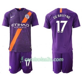Camisolas de Futebol Manchester City De Bruyne 17 Criança Equipamento 3ª 2018/19 Manga Curta